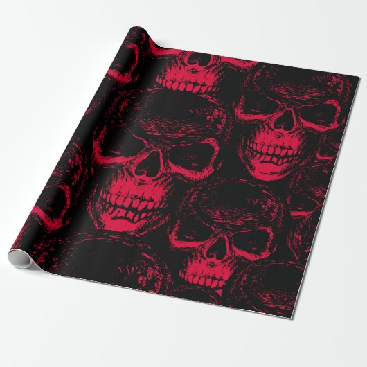 Seamless pattern with hand-drawn sinister human sk ラッピングペーパー (アンロールド)