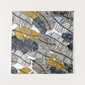 Seamless pattern with hand drawn tropical leaves. タペストリー (正面(横))