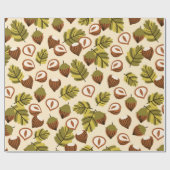 Seamless pattern with hazelnut leaves and acorns. ラッピングペーパー (フラット)