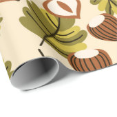 Seamless pattern with hazelnut leaves and acorns. ラッピングペーパー (ロールコーナー)