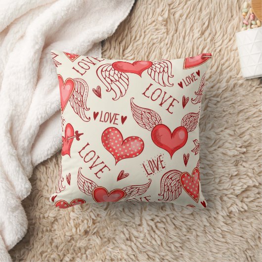 Seamless pattern with hearts. Happy Valentine's Da クッション (ブランケット)