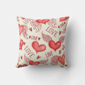Seamless pattern with hearts. Happy Valentine's Da クッション (裏面)