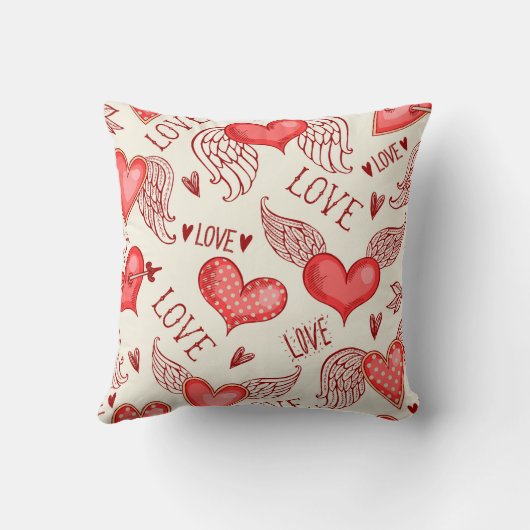 Seamless pattern with hearts. Happy Valentine's Da クッション (裏面)