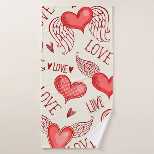 Seamless pattern with hearts. Happy Valentine's Da バスタオル (バスタオル)