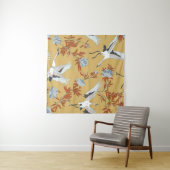 Seamless pattern with Japanese white cranes and pe タペストリー (インサイチュ(横))