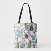Seamless pattern with llama, cactus hand drawn des トートバッグ (正面)