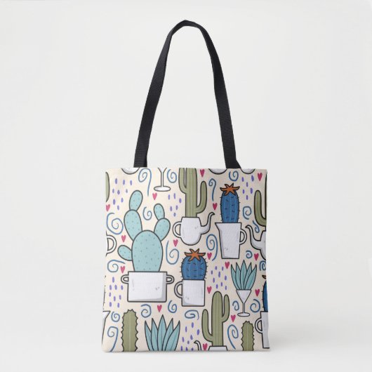 Seamless pattern with llama, cactus hand drawn des トートバッグ (正面)