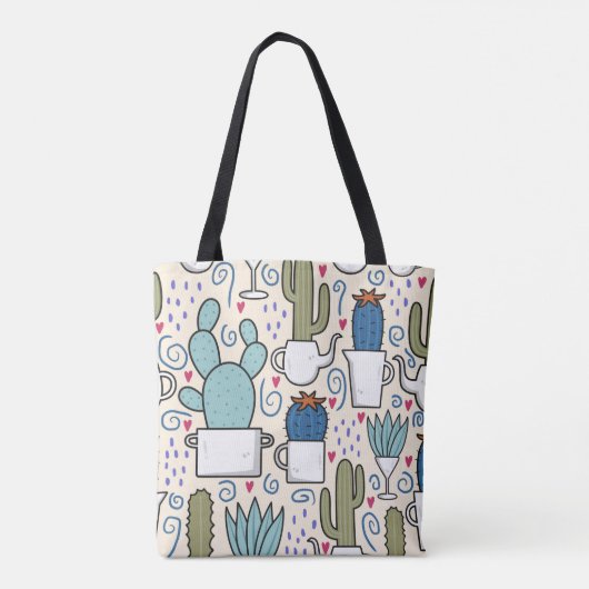 Seamless pattern with llama, cactus hand drawn des トートバッグ (裏面)