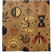 seamless pattern with magical elements シャワーカーテン (正面)