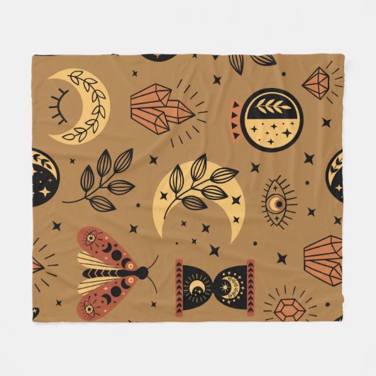 seamless pattern with magical elements フリースブランケット (正面(横))