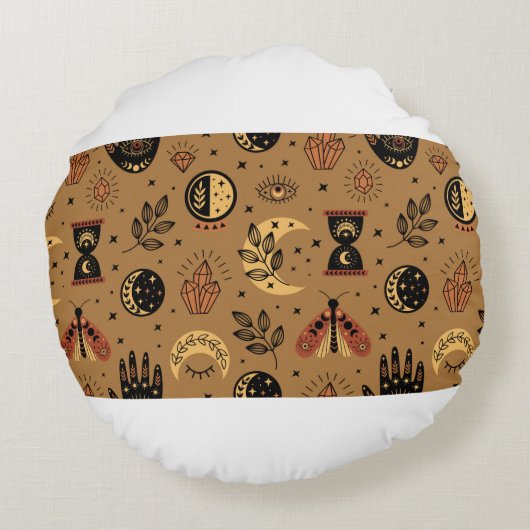 seamless pattern with magical elements ラウンドクッション (裏面)