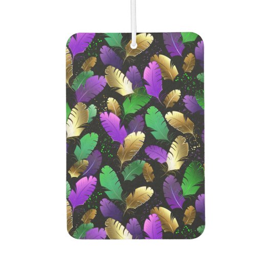 Seamless Pattern with Mardi Gras feathers カーエアーフレッシュナー (正面)