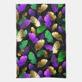 Seamless Pattern with Mardi Gras feathers キッチンタオル (縦)