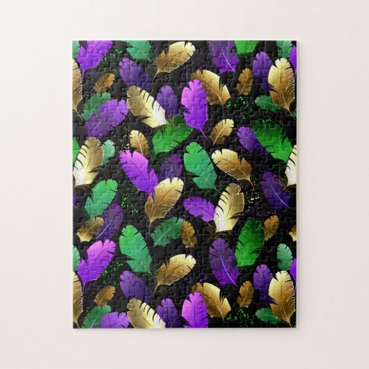 Seamless Pattern with Mardi Gras feathers ジグソーパズル (縦)