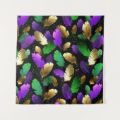 Seamless Pattern with Mardi Gras feathers タペストリー (正面)