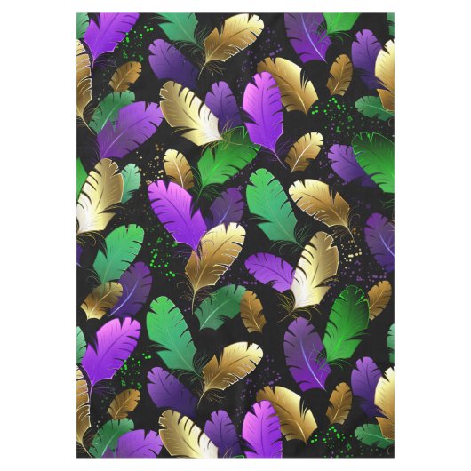 Seamless Pattern with Mardi Gras feathers テーブルクロス (正面)