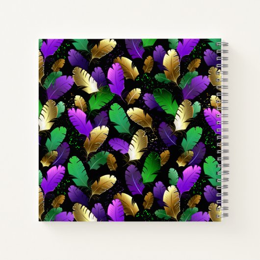 Seamless Pattern with Mardi Gras feathers ノートブック (裏面)