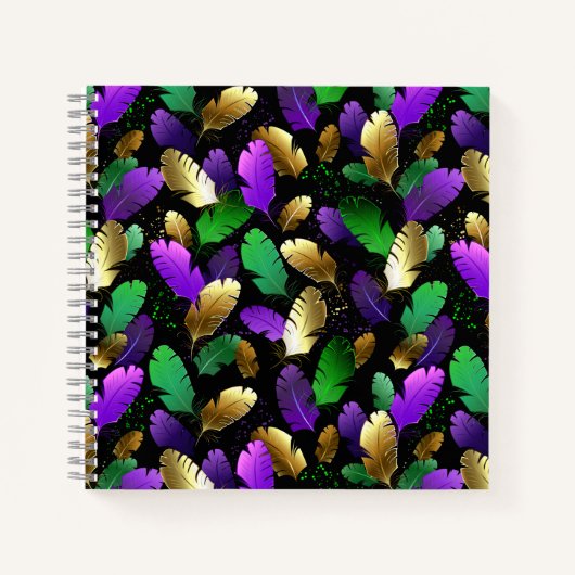 Seamless Pattern with Mardi Gras feathers ノートブック (正面)