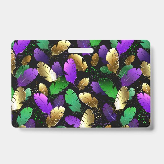 Seamless Pattern with Mardi Gras feathers バッジ (正面)