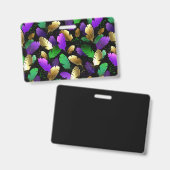 Seamless Pattern with Mardi Gras feathers バッジ (正面＆裏面)