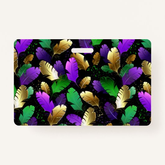 Seamless Pattern with Mardi Gras feathers バッジ (正面)