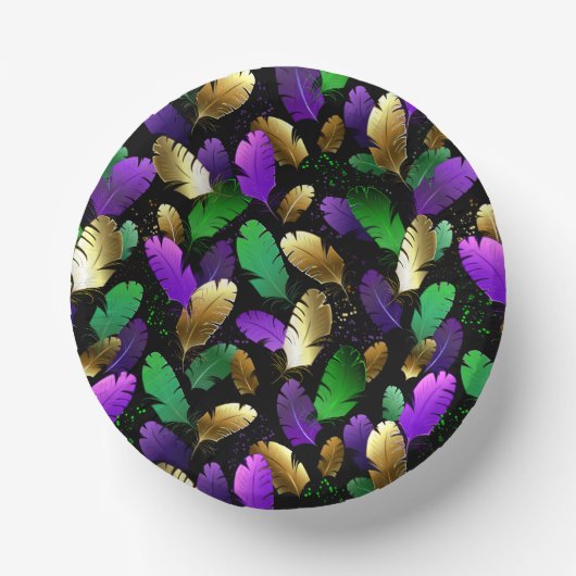 Seamless Pattern with Mardi Gras feathers ペーパーボウル (正面)