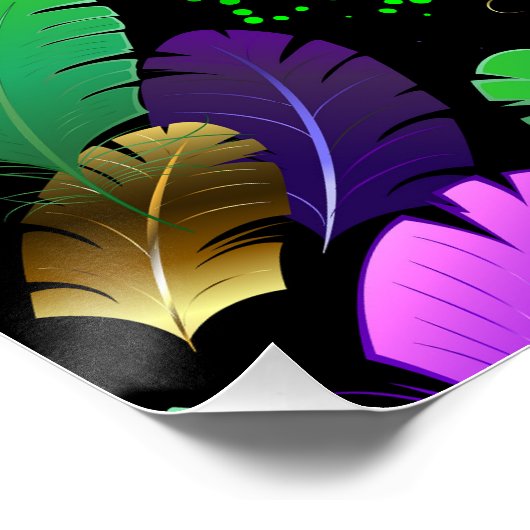 Seamless Pattern with Mardi Gras feathers ポスター (コーナー)