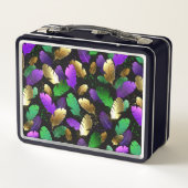 Seamless Pattern with Mardi Gras feathers メタルランチボックス (裏面)