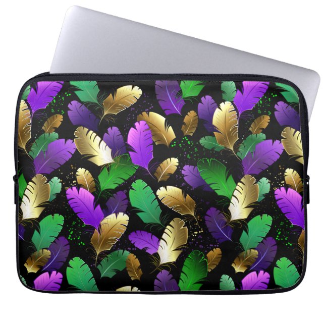 Seamless Pattern with Mardi Gras feathers ラップトップスリーブ (正面)