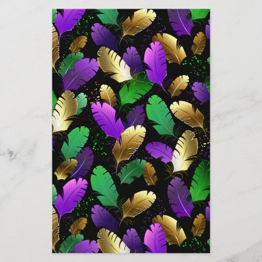 Seamless Pattern with Mardi Gras feathers 便箋 (正面)