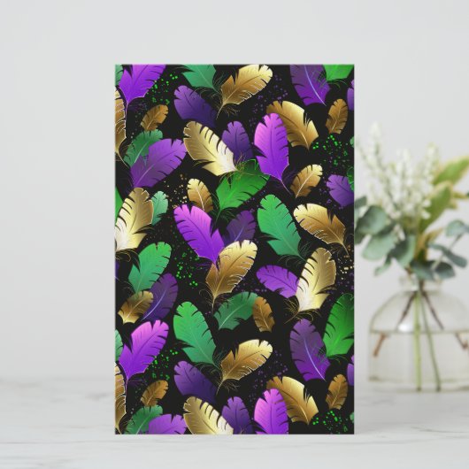 Seamless Pattern with Mardi Gras feathers 便箋 (スタンド正面)
