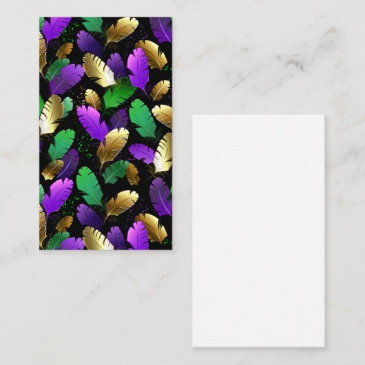 Seamless Pattern with Mardi Gras feathers 割引カード (正面/裏面)