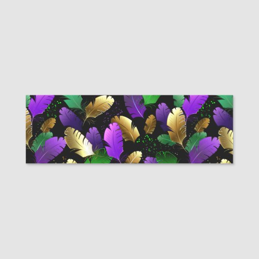 Seamless Pattern with Mardi Gras feathers 名札 (正面)