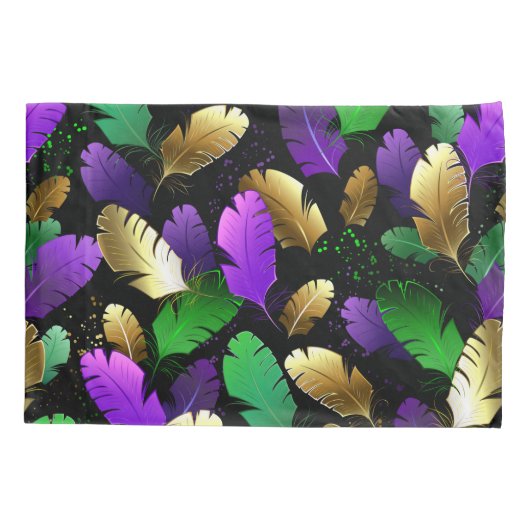 Seamless Pattern with Mardi Gras feathers 枕カバー (裏面)