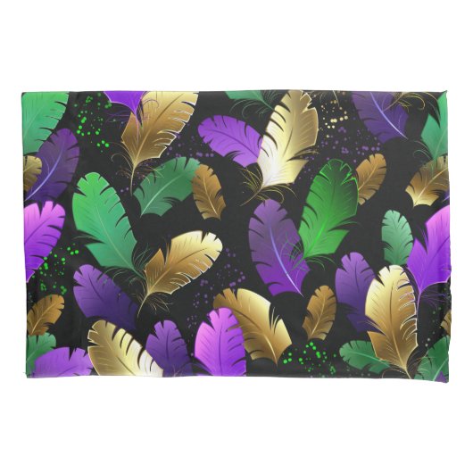 Seamless Pattern with Mardi Gras feathers 枕カバー (正面)