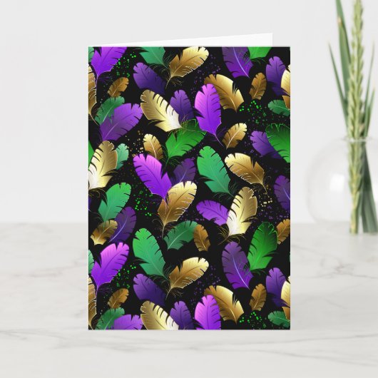Seamless Pattern with Mardi Gras feathers 案内状 (正面)