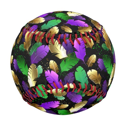 Seamless Pattern with Mardi Gras feathers 野球ボール (正面)