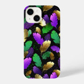 Seamless Pattern with Mardi Gras feathers iPhoneケース (裏面)