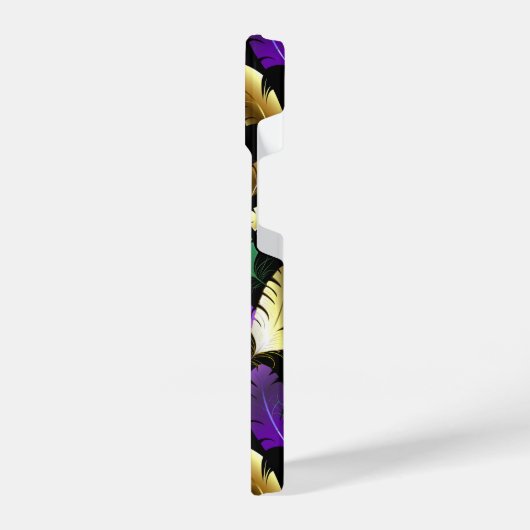Seamless Pattern with Mardi Gras feathers iPhoneケース (左側面)