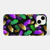 Seamless Pattern with Mardi Gras feathers iPhoneケース (裏面横)