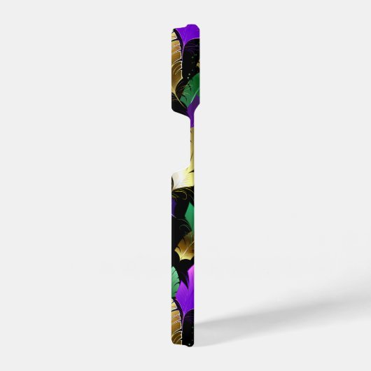 Seamless Pattern with Mardi Gras feathers iPhoneケース (右側面)