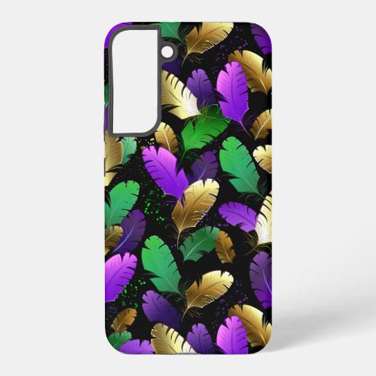Seamless Pattern with Mardi Gras feathers Samsung Galaxyケース (裏面)
