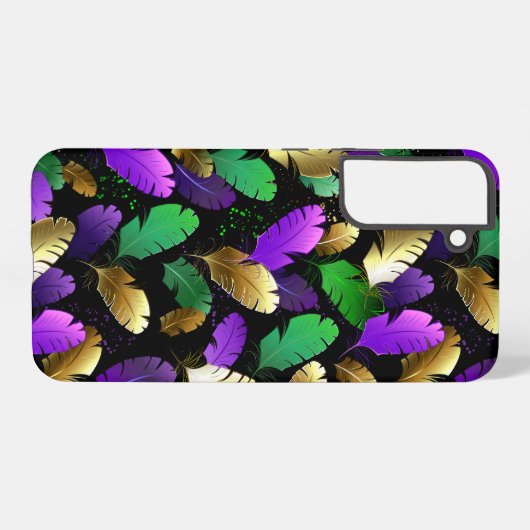 Seamless Pattern with Mardi Gras feathers Samsung Galaxyケース (裏面横)