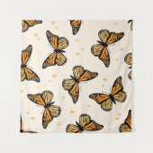 Seamless pattern with monarch butterflies. Contemp タペストリー (正面(横))