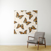 Seamless pattern with monarch butterflies. Contemp タペストリー (インサイチュ)