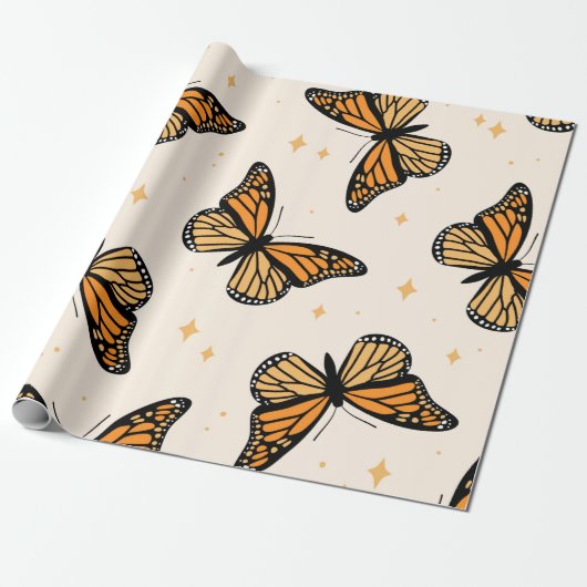 Seamless pattern with monarch butterflies. Contemp ラッピングペーパー (アンロールド)
