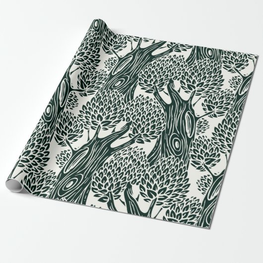  seamless pattern with old deciduous trees. Styliz ラッピングペーパー (アンロールド)