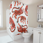 Seamless pattern with painted in gouache tigers in シャワーカーテン (インサイチュ)