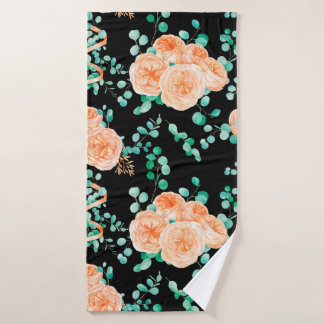 Seamless Pattern with Peach and Orange with Englis バスタオル