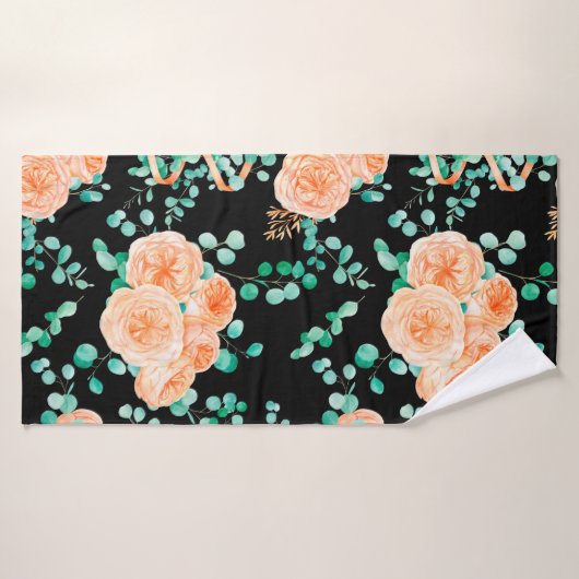 Seamless Pattern with Peach and Orange with Englis バスタオル (バスタオル)